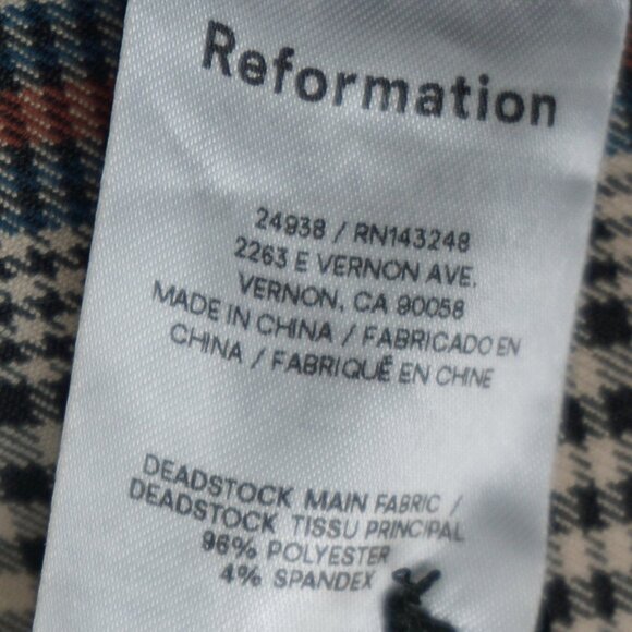 Reformation Franklin Straight Leg Trouser Pants in Beige and Red Plaid size 6 - Picture 15 of 16